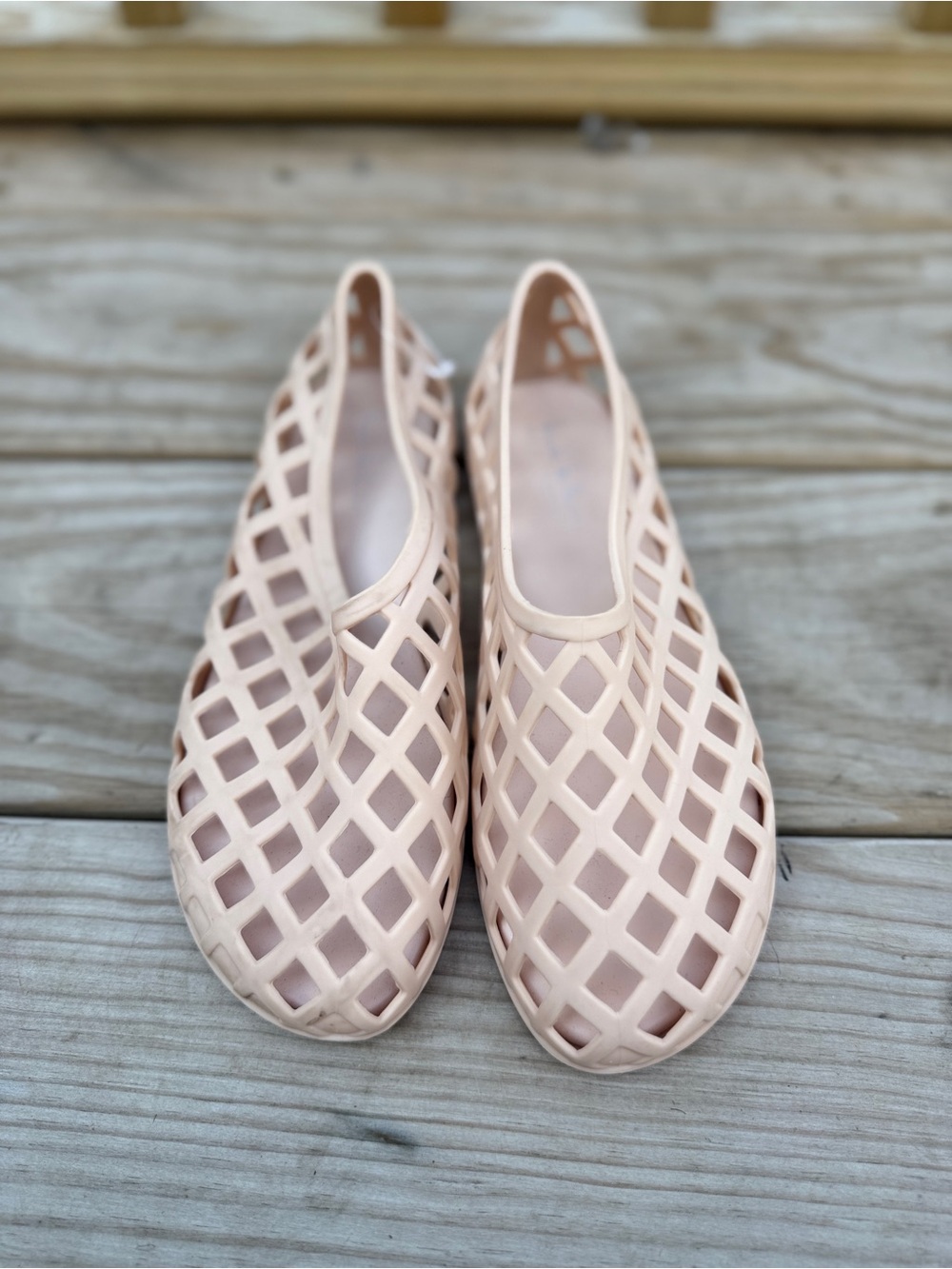Women's Breathable Lattice Slip-On Flats — tan NWOT